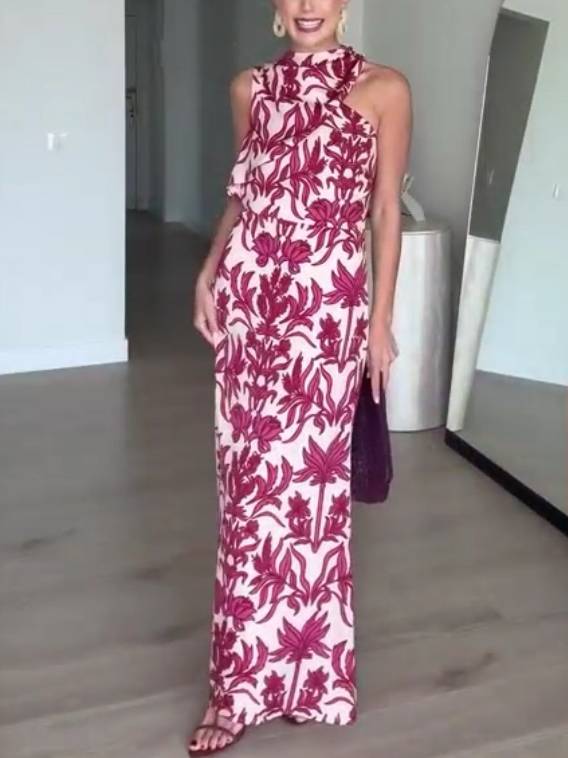 Two-Way Off-Shoulder Print Dress