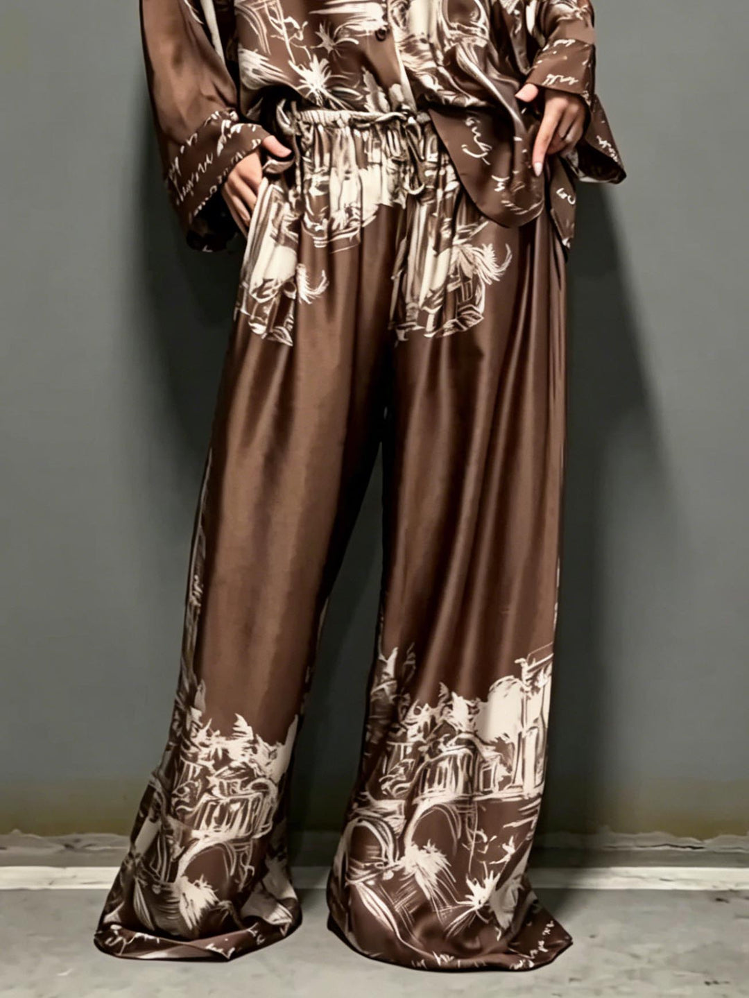 Architectural Print Satin Shirt