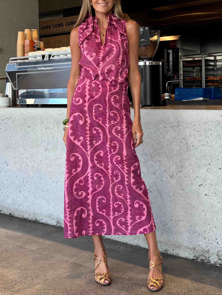 Elegant Printed Straight-Cut Midi Skirt
