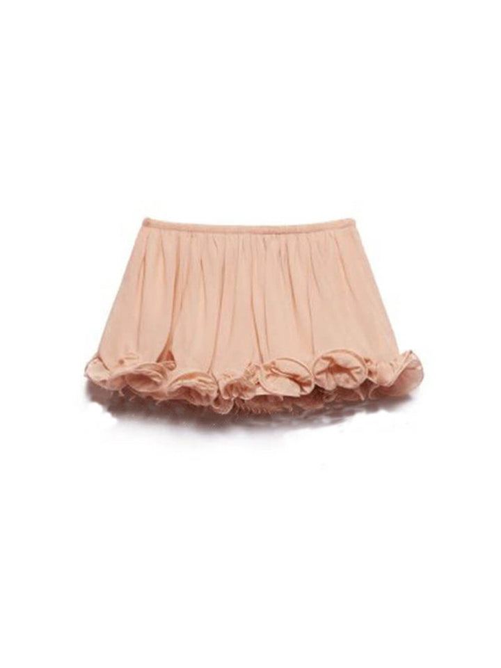 Delicate Romantic Drama Chiffon Wavy Ruffles Elastic Waist Loose Shorts