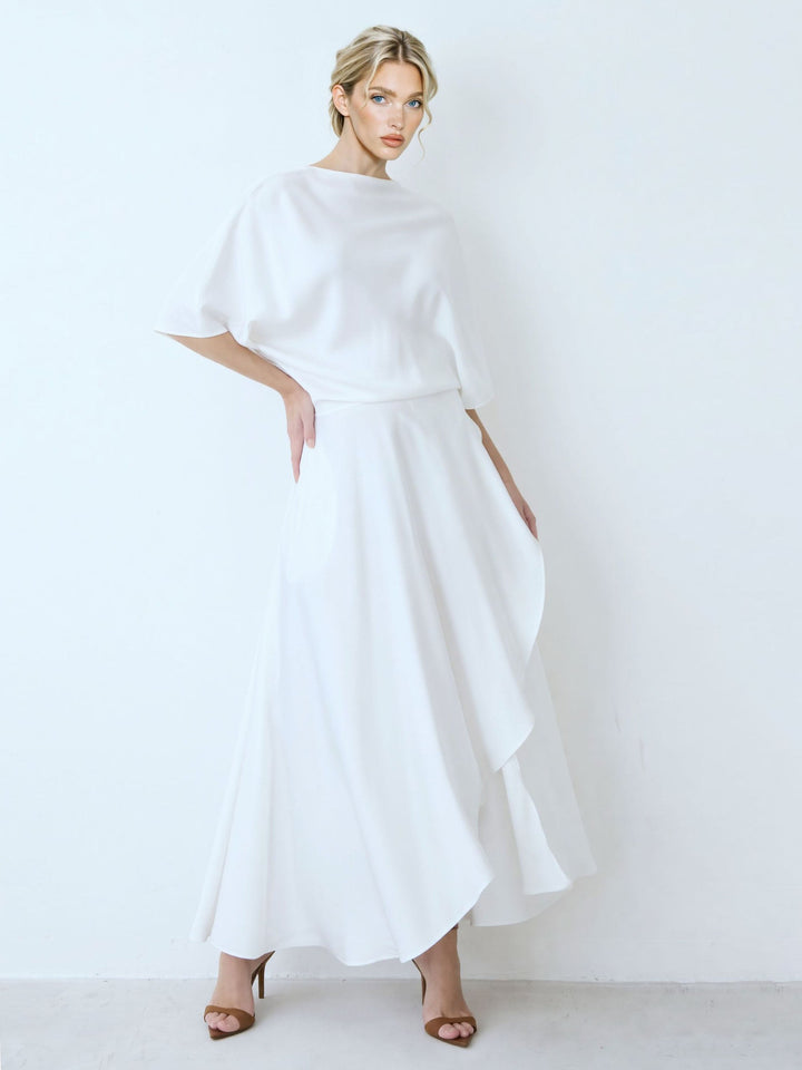 Elegant Irregular Wrap Midi Dress