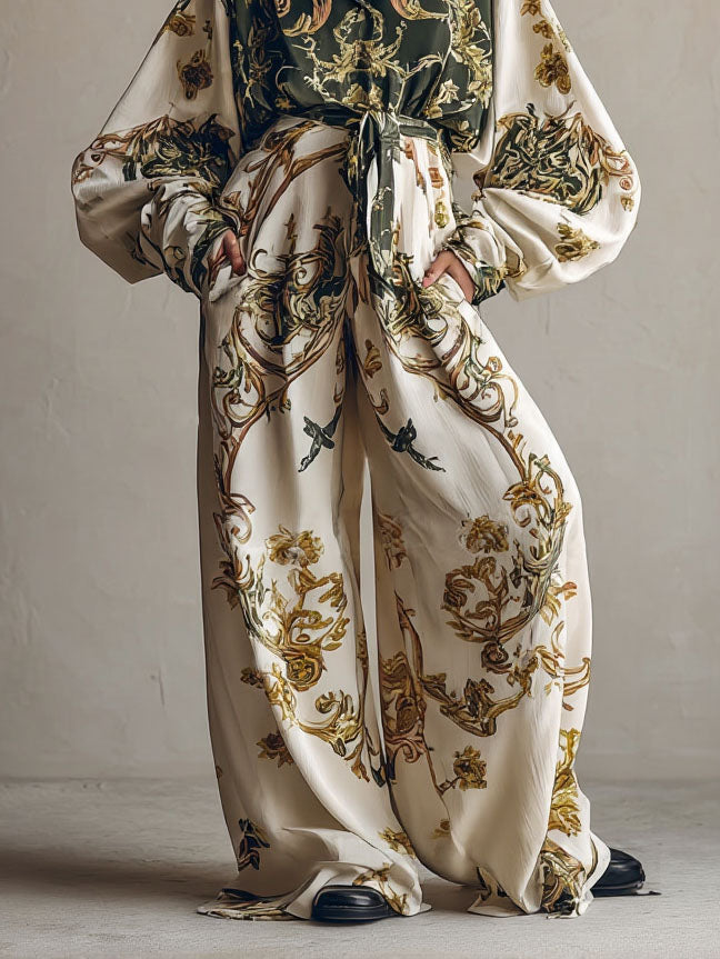 Retro Baroque Floral Print Shirt