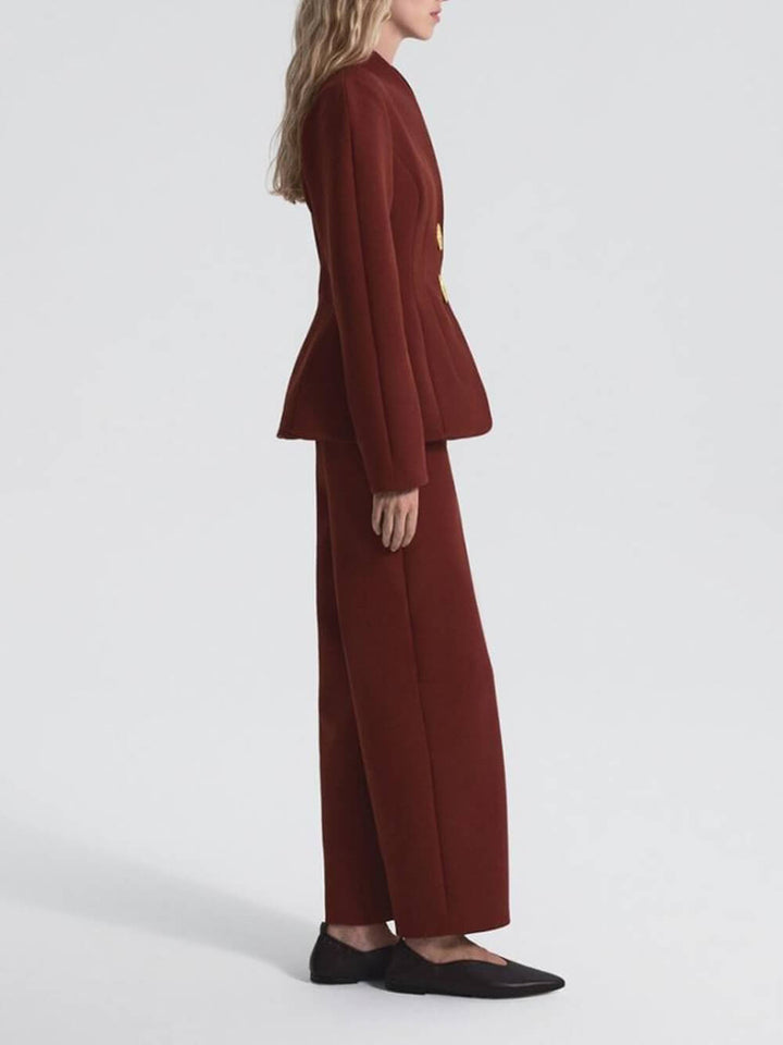 Exquisite Burgundy Peplum Blazer