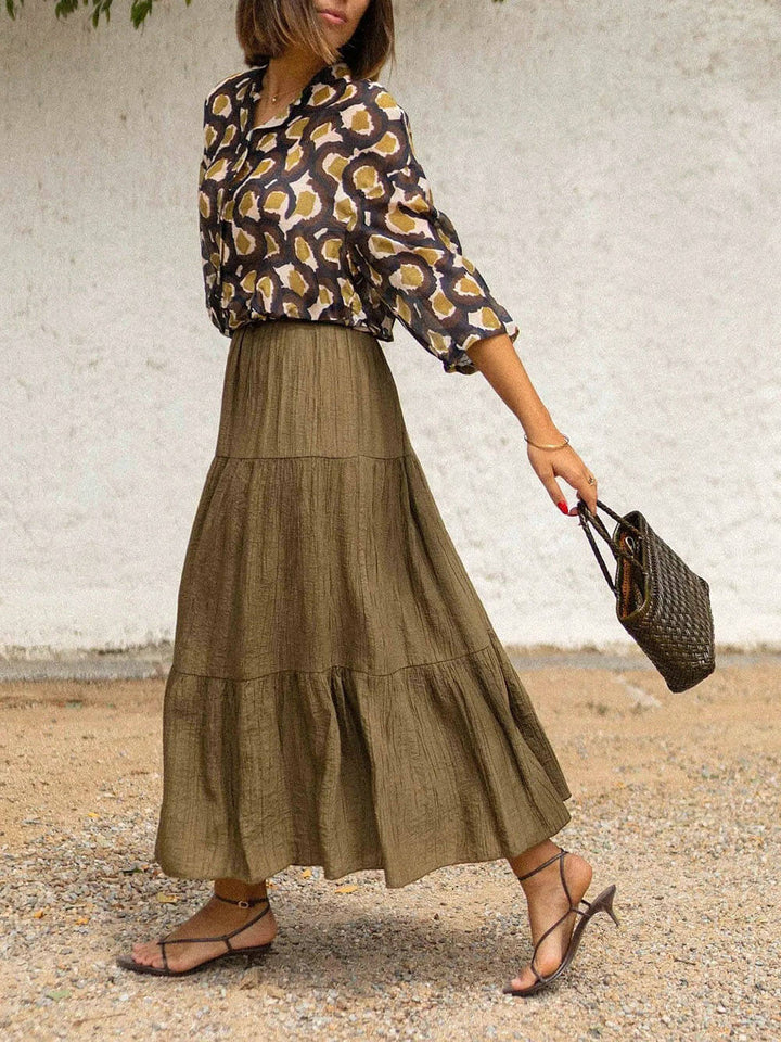 Fashion Casual Ruched Elastic Waist Skirt