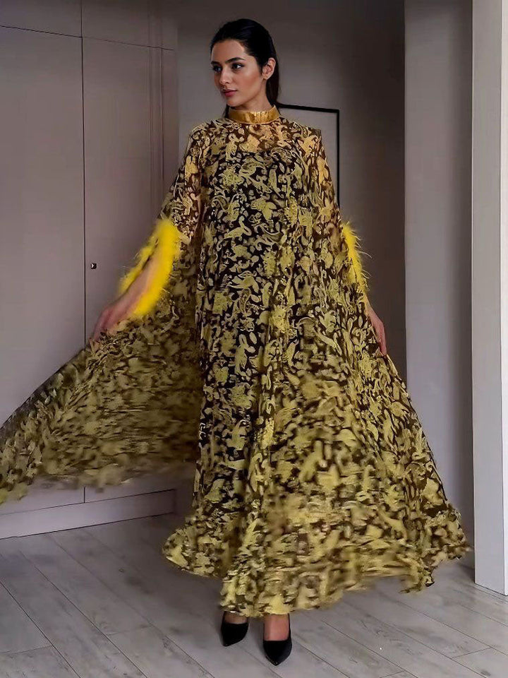 Exquisite Chiffon Printed Kaftan Maxi Drasss