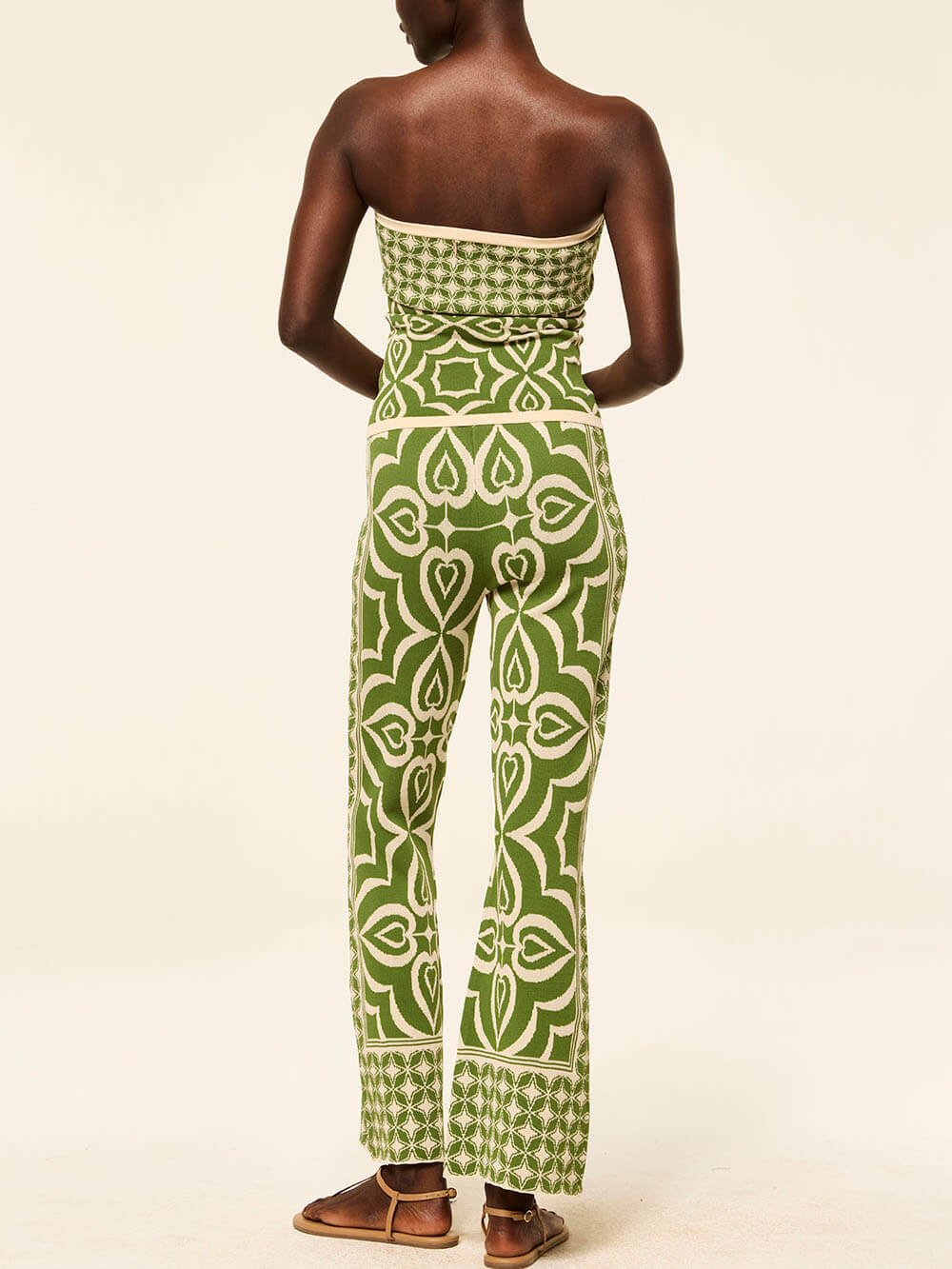 Springtime Strapless Fitted Knit Jacquard Bandeau Top