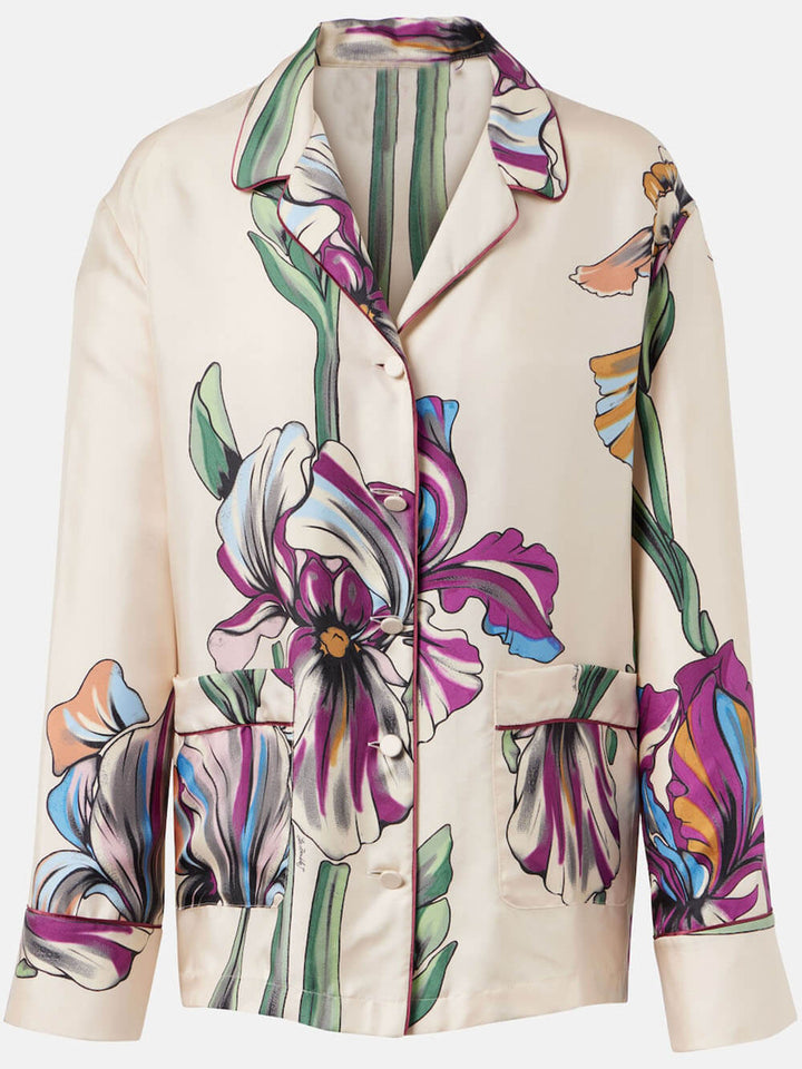 Casual Time Unique Floral Print Lapel Loose Button-Down Oversized Shirt