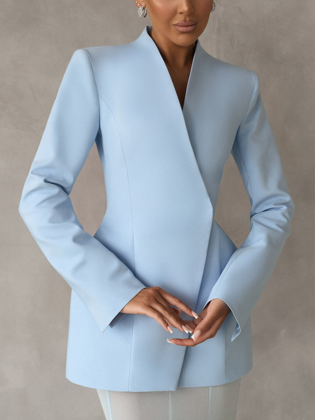 Elegant Asymmetric Concealed Button Blazer