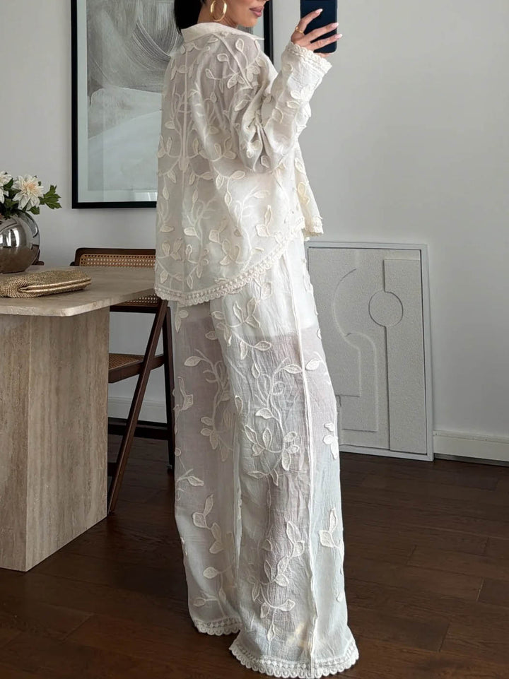 Unique Resort Jacquard Casual Loose Two-Piece Set