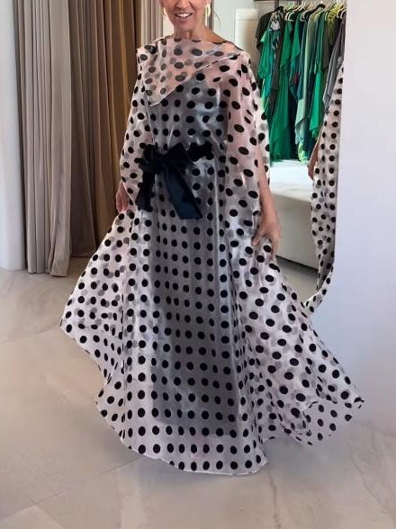 Elegant Polka Dot Print Maxi Dress