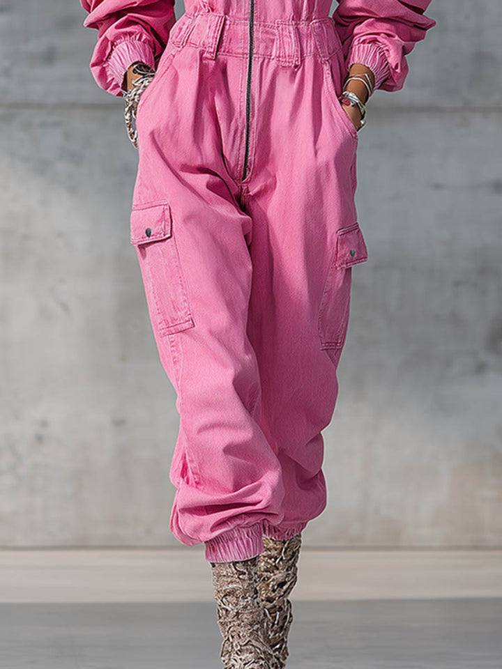 Stylish Off-shoulder Stretch Waist Zipper Jumpsuit