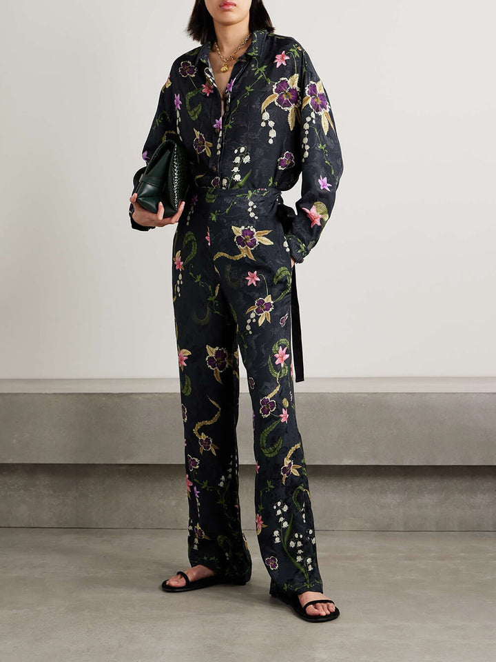 Elegant Floral Print Button-Up Shirt