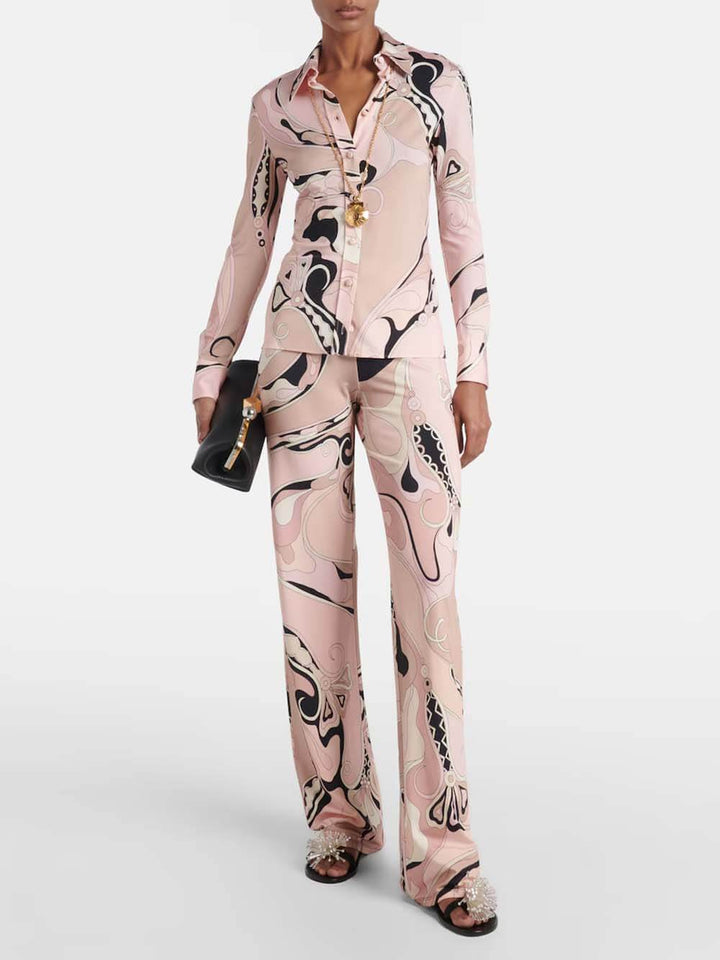 Unique Exquisite Floral Print Slim-Fit Button Shirt