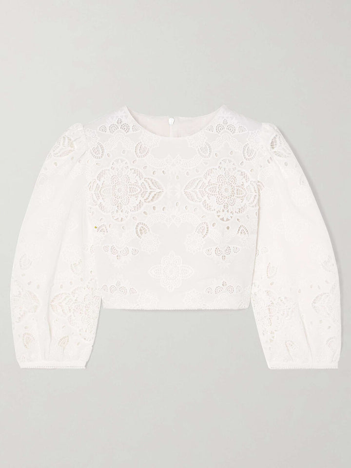 Retro Lace Crochet Embroidered Crop Top