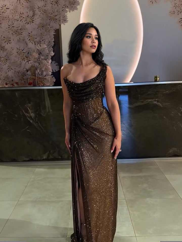 Elegant Sequin Slit Party Maxi Dress
