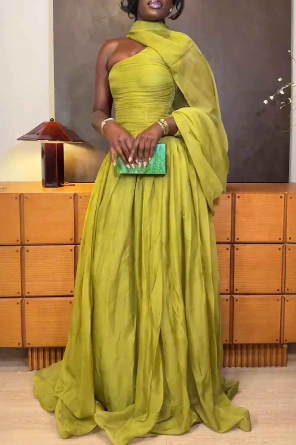 One-Shoulder Draping Dress