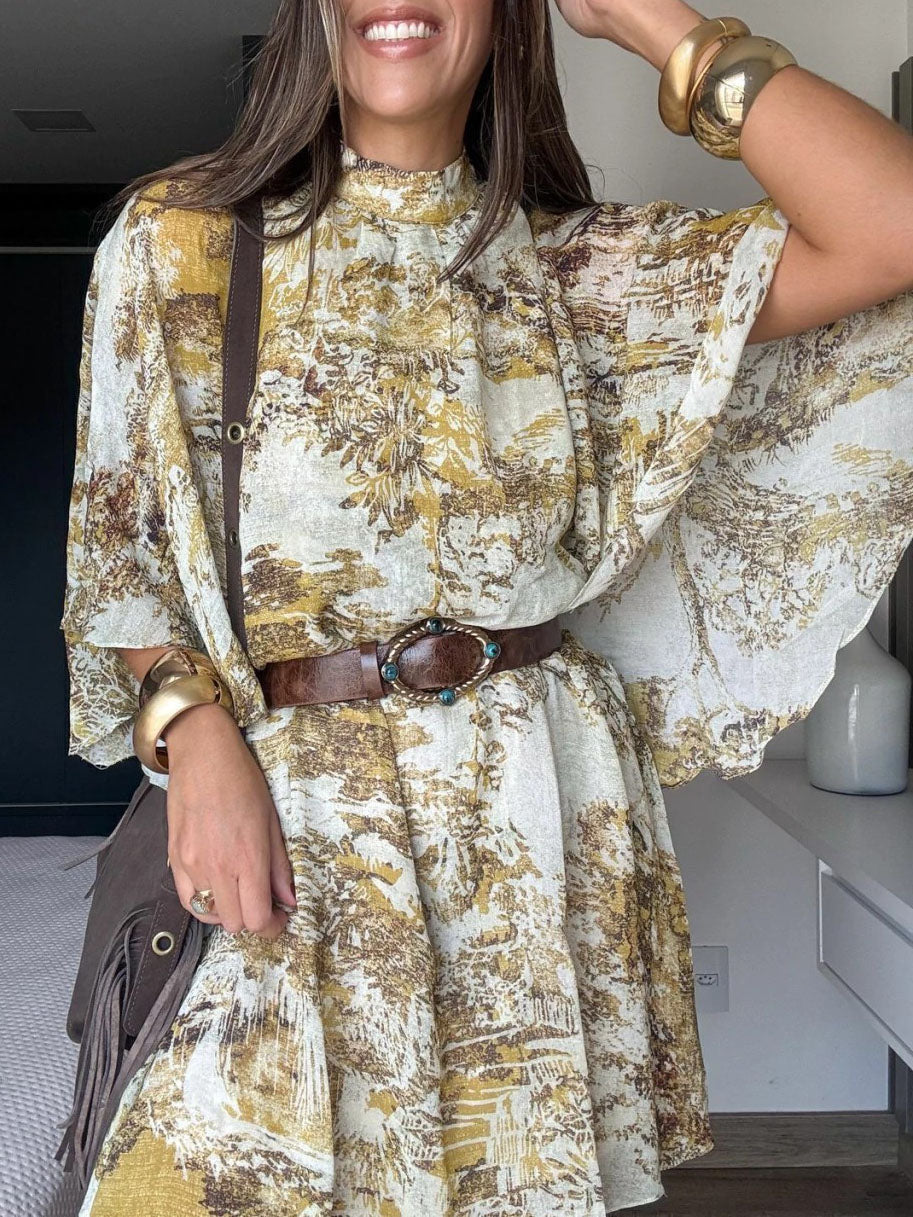 Unique Bohemian Print Mini Dress