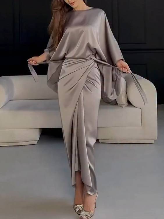 Minimalist Loose Shirt And Lace-up Skirt Suit-Shirt