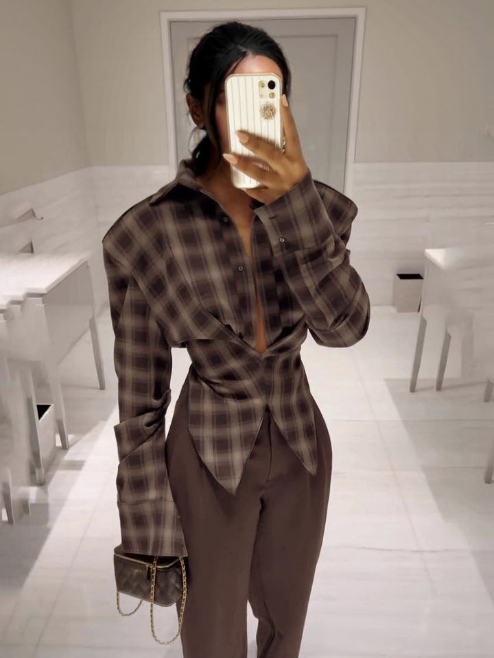 Exquisite Vintage Plaid Long-sleeved Shirt