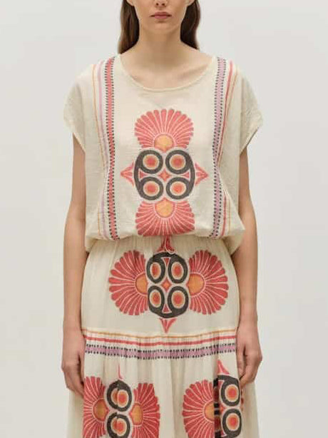 Retro Ethnic Floral Print Tank Top