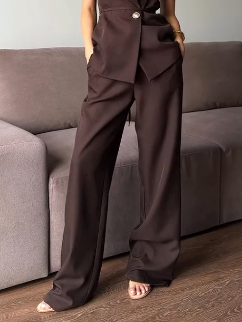 Elegant Wide-Leg High-Waisted Pants