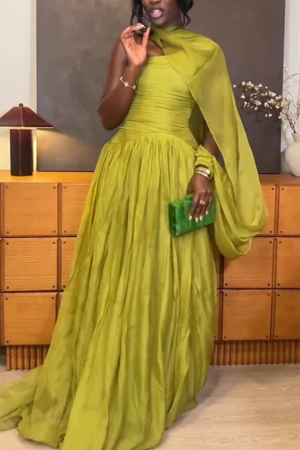 One-Shoulder Draping Dress
