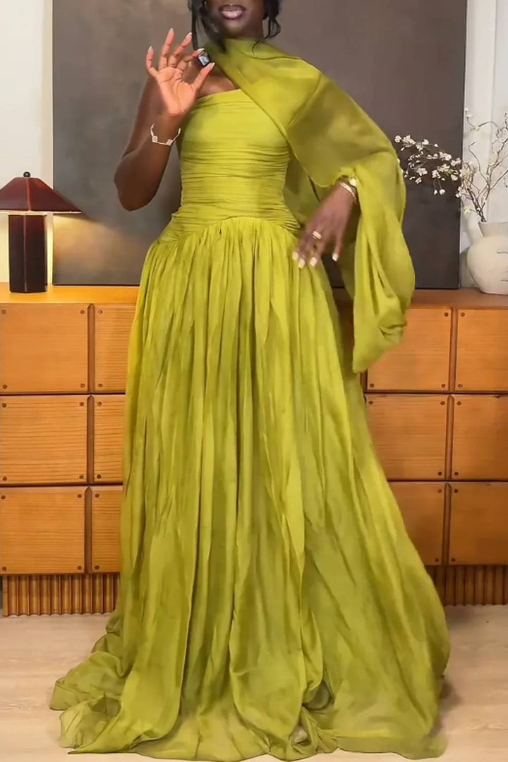 One-Shoulder Draping Dress