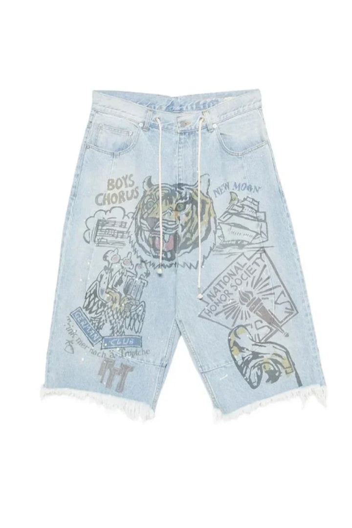 Retro-print Light-blue Jeans