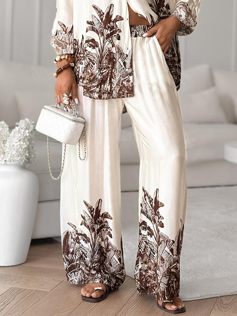 Casual Stand-Collar Floral Print Loose Blouse