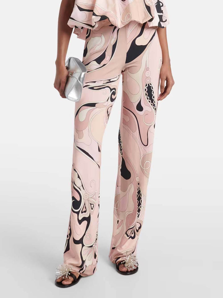 Delicate Orchid Print Bell Sleeve Pleated Top