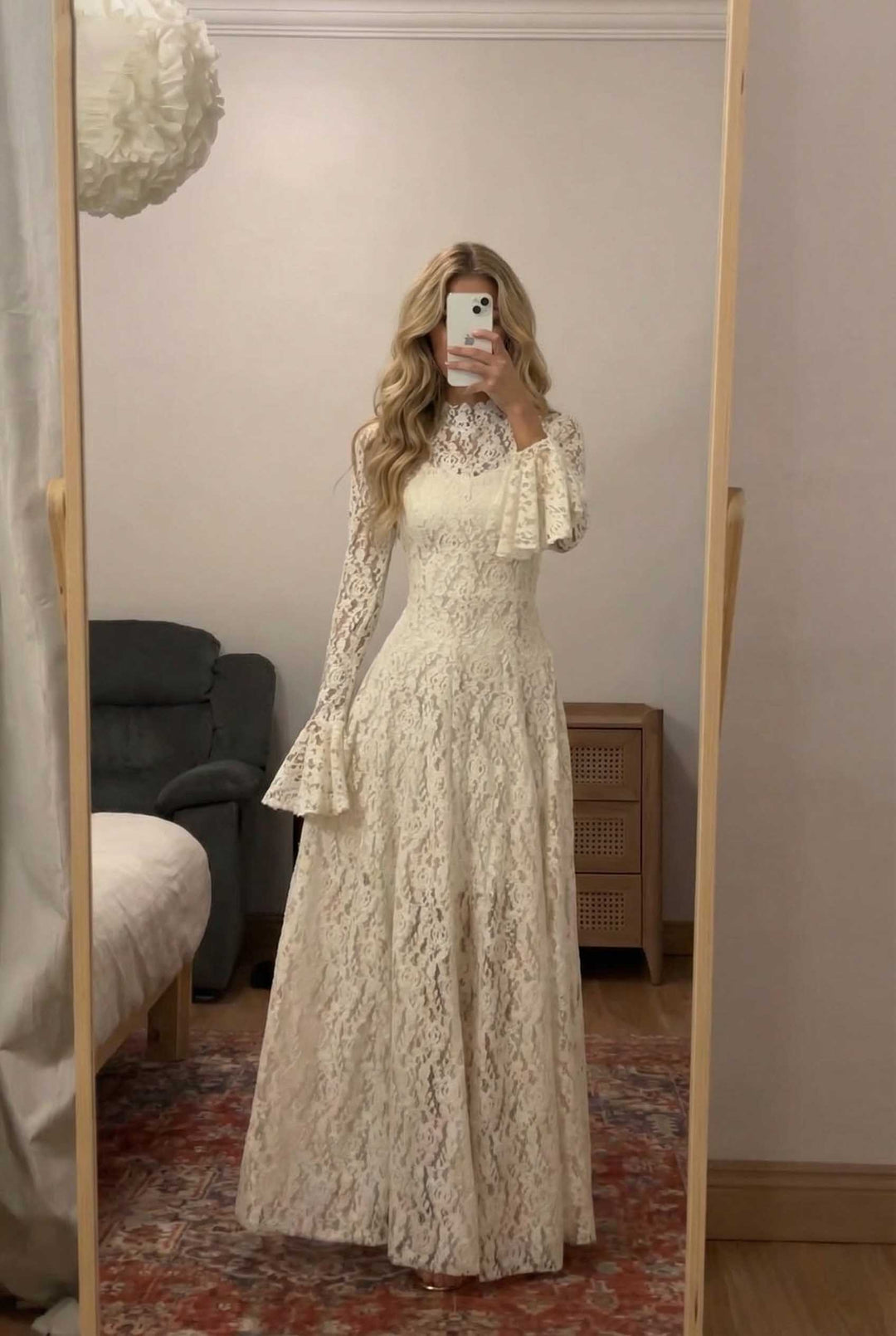 Lace Trumpet Sleeve Maxi Dress