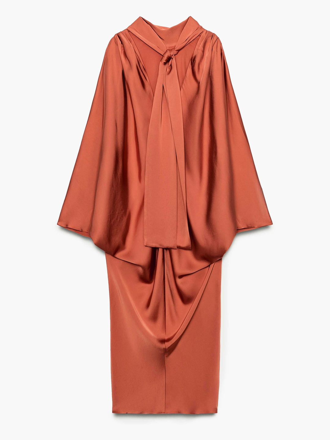 Ochre Silk Wrap Caftan Dress – Bohemian Luxe Resort Wear With V-Neck & Draped Tie Front