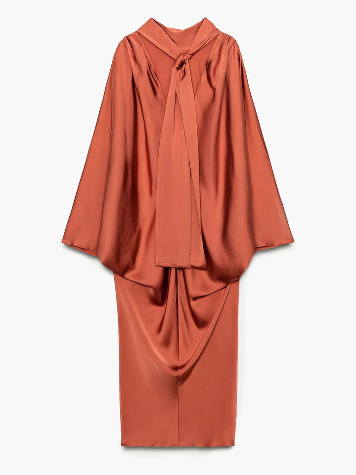 Ochre Silk Wrap Caftan Dress – Bohemian Luxe Resort Wear With V-Neck & Draped Tie Front